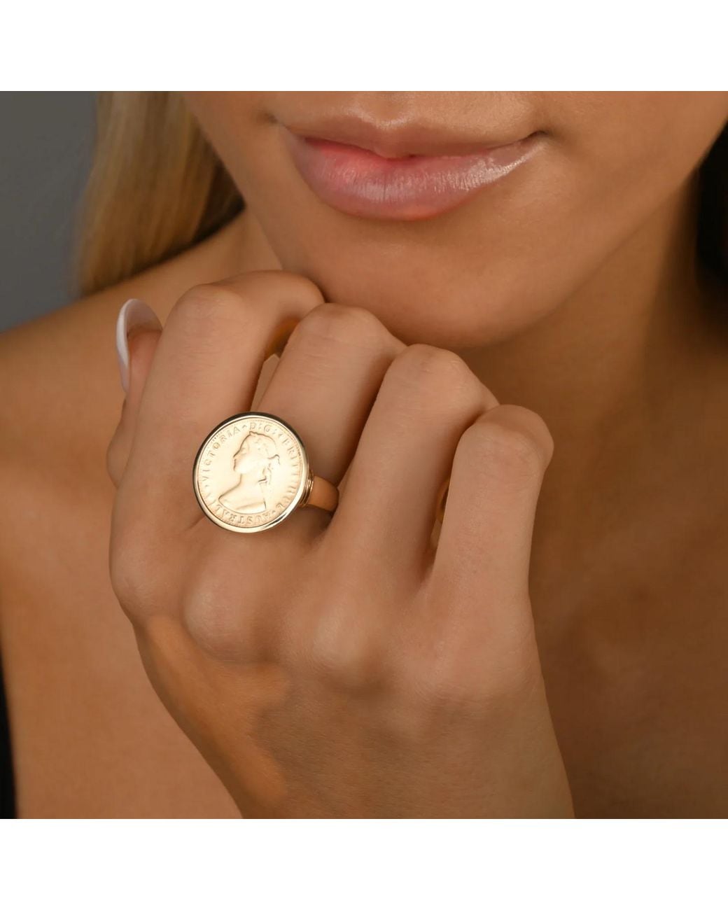Von Treskow Natural Sixpence Sized Coin Ring