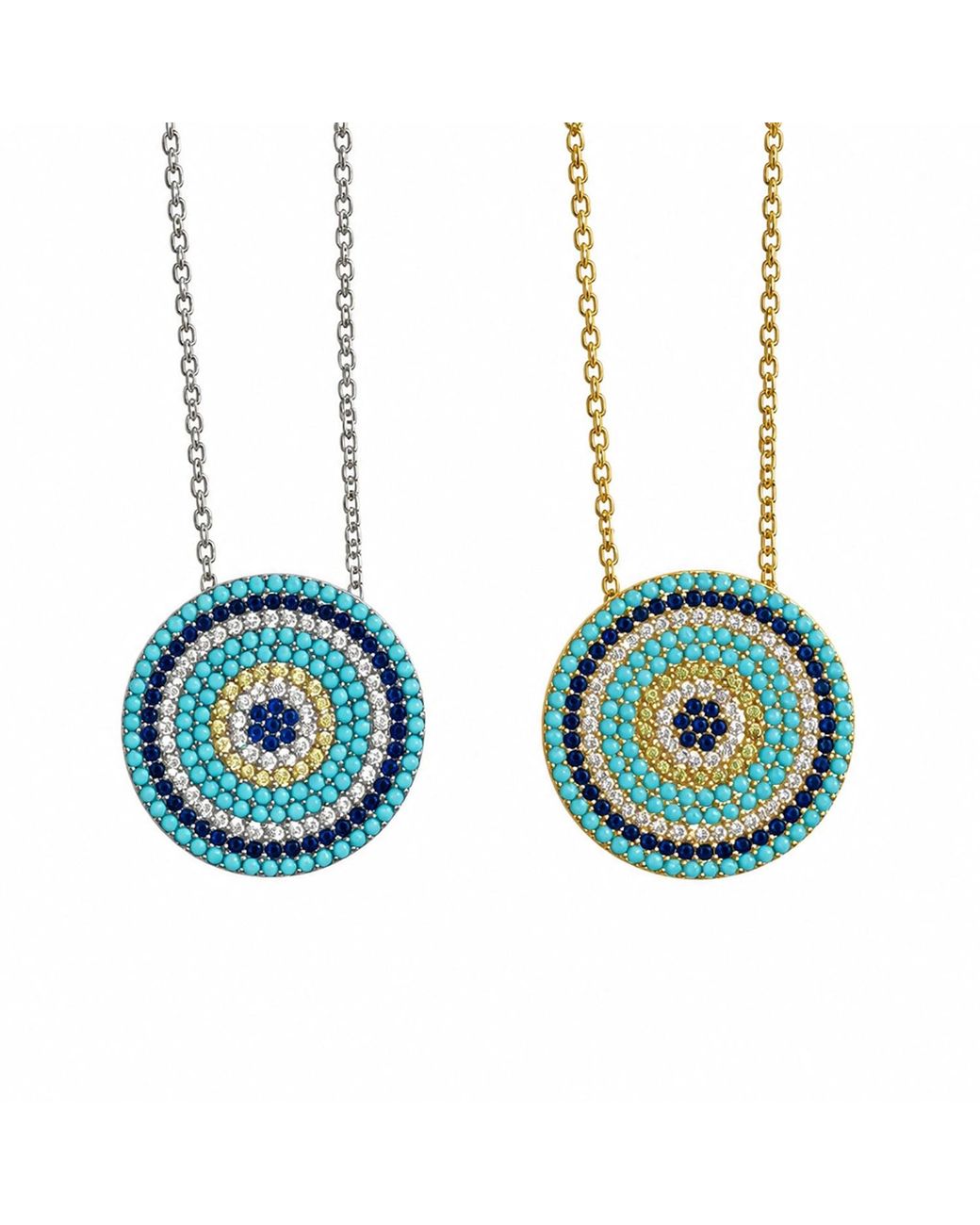 The Pheia Blue Modern Evil Eye Medallion Necklace