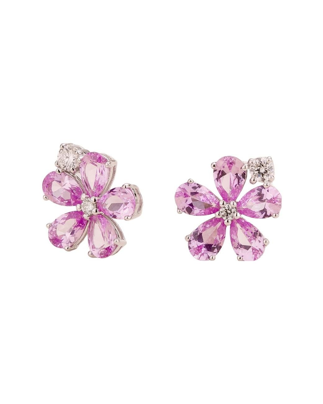 Juvetti Pink Florea Earrings Diamonds & Sapphires