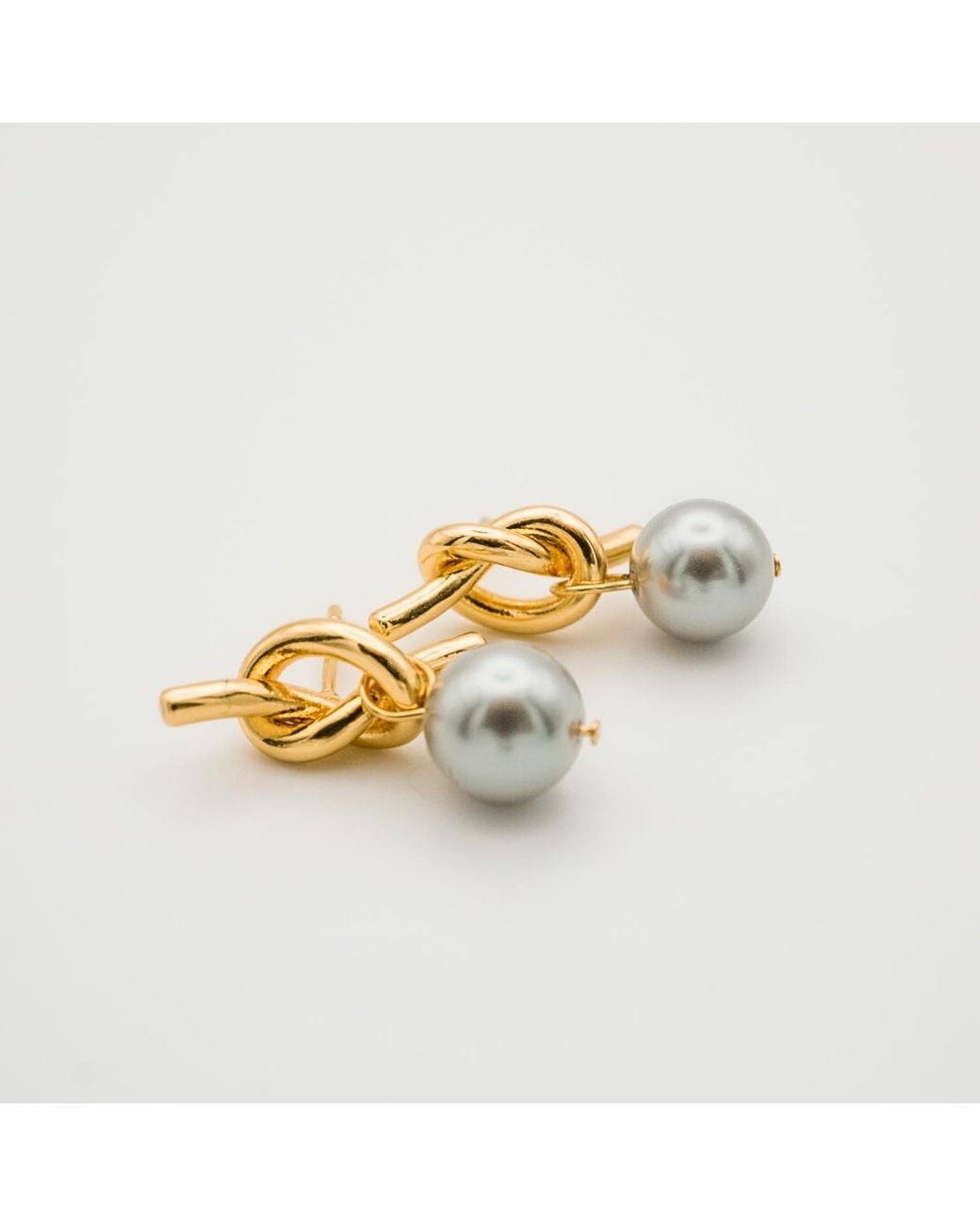 Miss Cecilia Metallic Ada Knot Pearl Earrings
