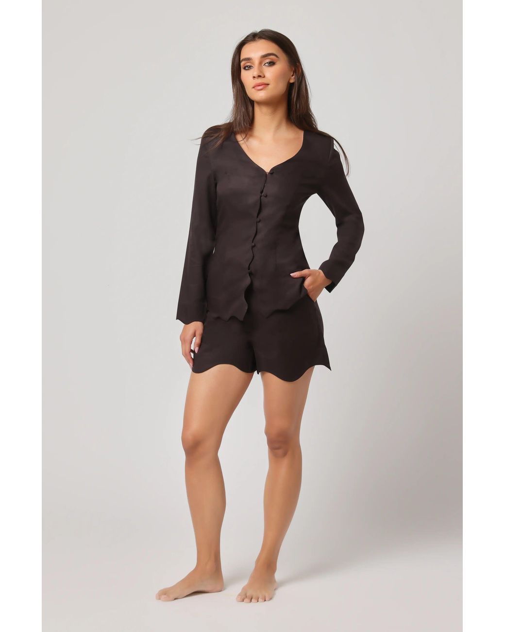 Ashita Fernandes Brown Arz Shorts – Strength & Sophistication