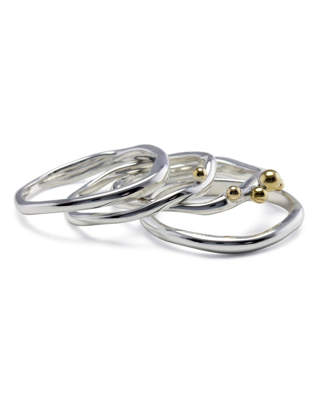 Isla Silver Metallic Organic Sterling Stacking Rings