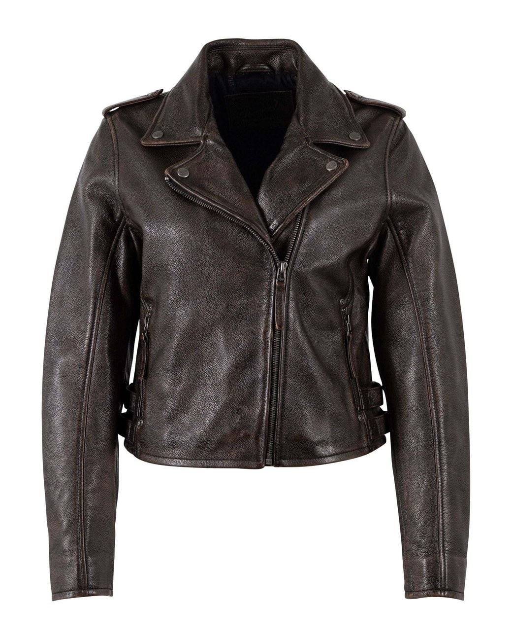 Mauritius Black Antique Leather Moto Jacket Katica