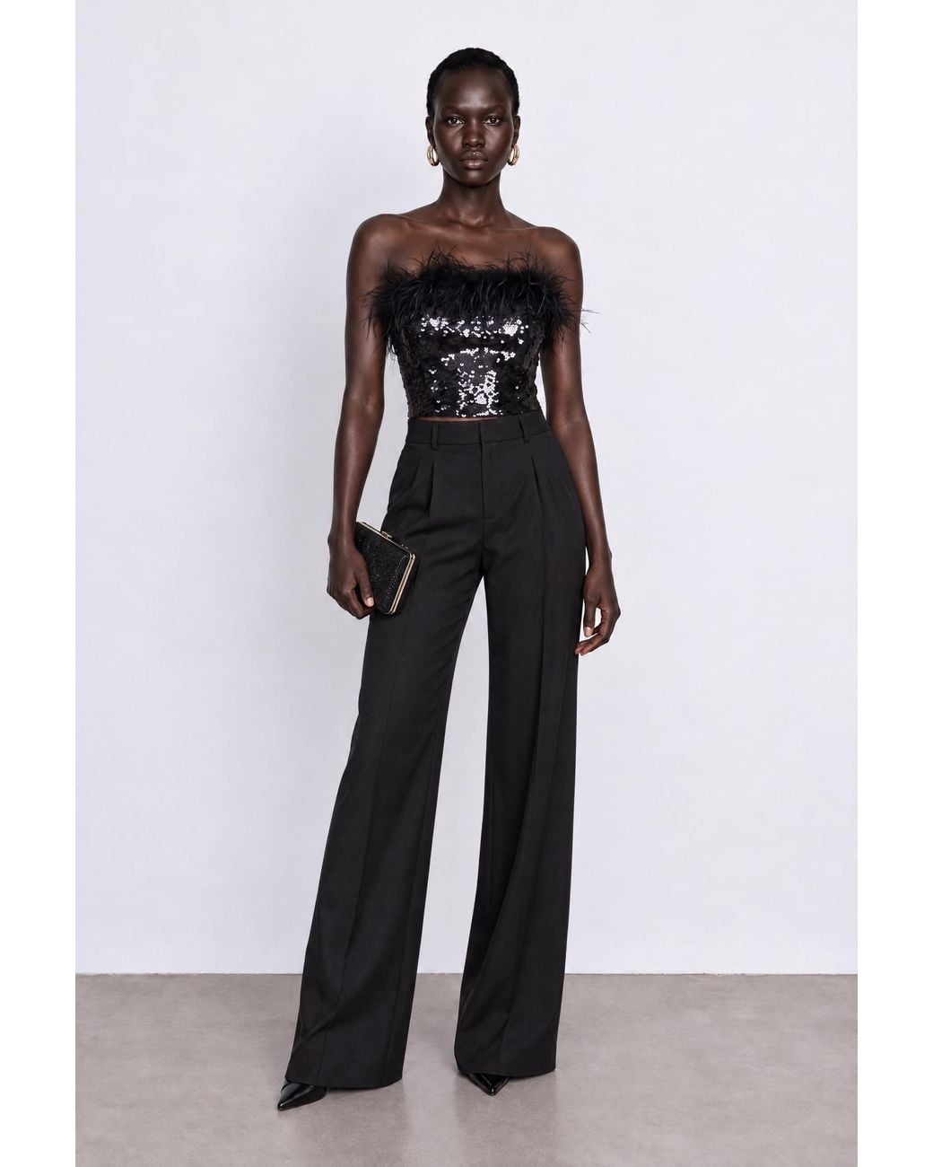 Room 24 Black Helena Sequin Crop Top