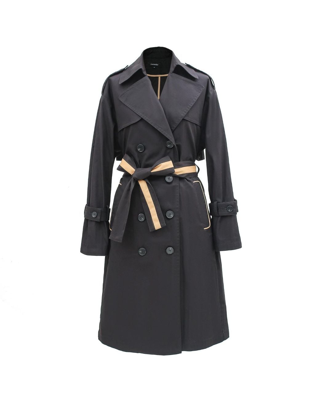 Smart and Joy Black Trench With Contrasting Belt