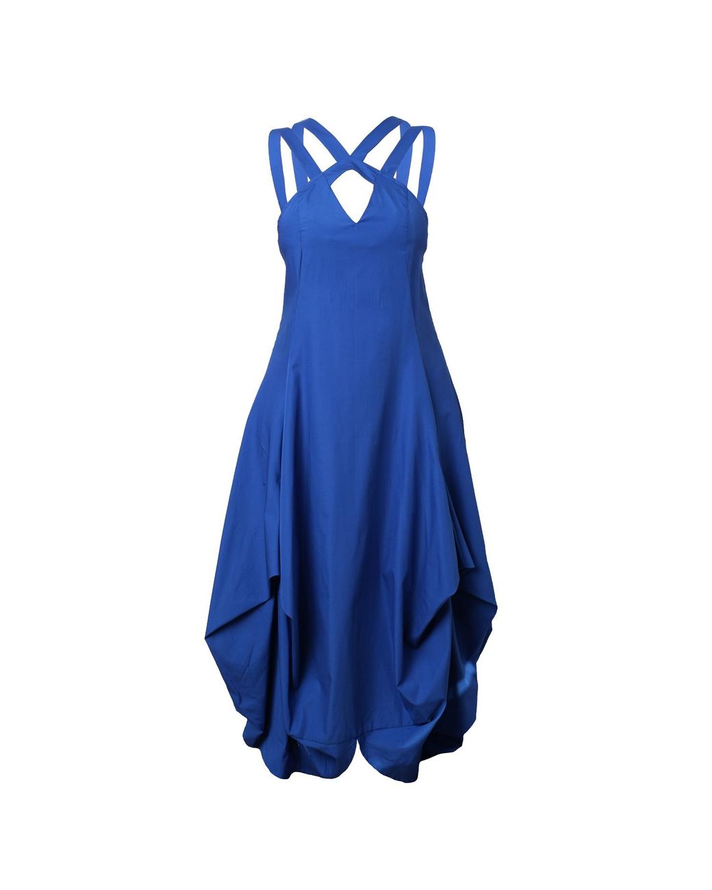 Metamorph Blue Asymmetric Long Cotton Dress