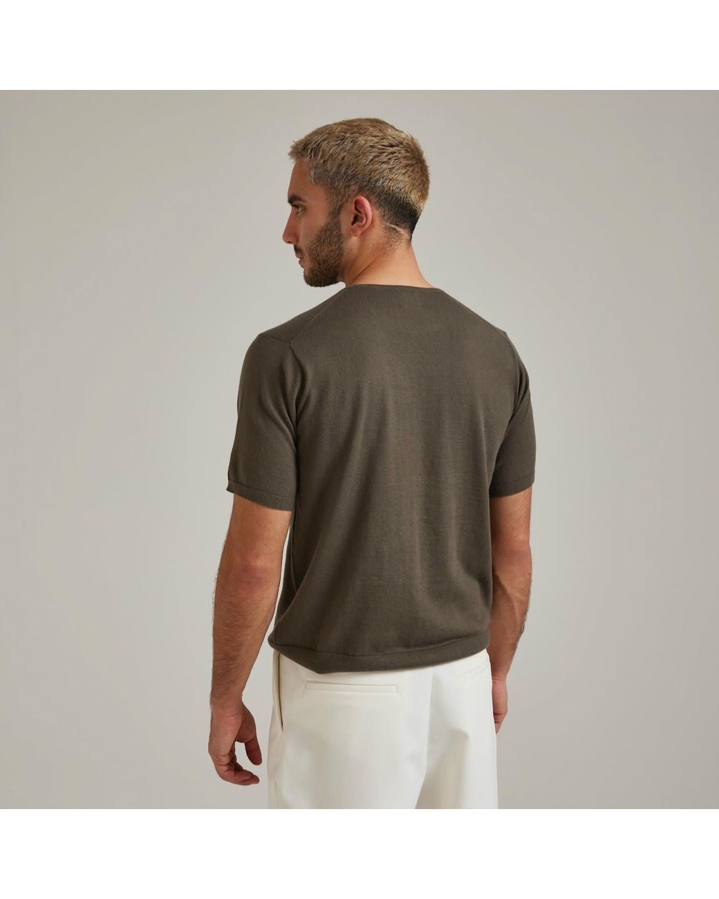 Salts Cashmere Green Short Sleeved Knitted Tee for men
