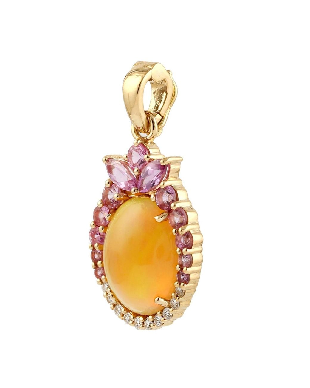Artisan Orange 18K Opal, Sapphire & Diamond Pendant