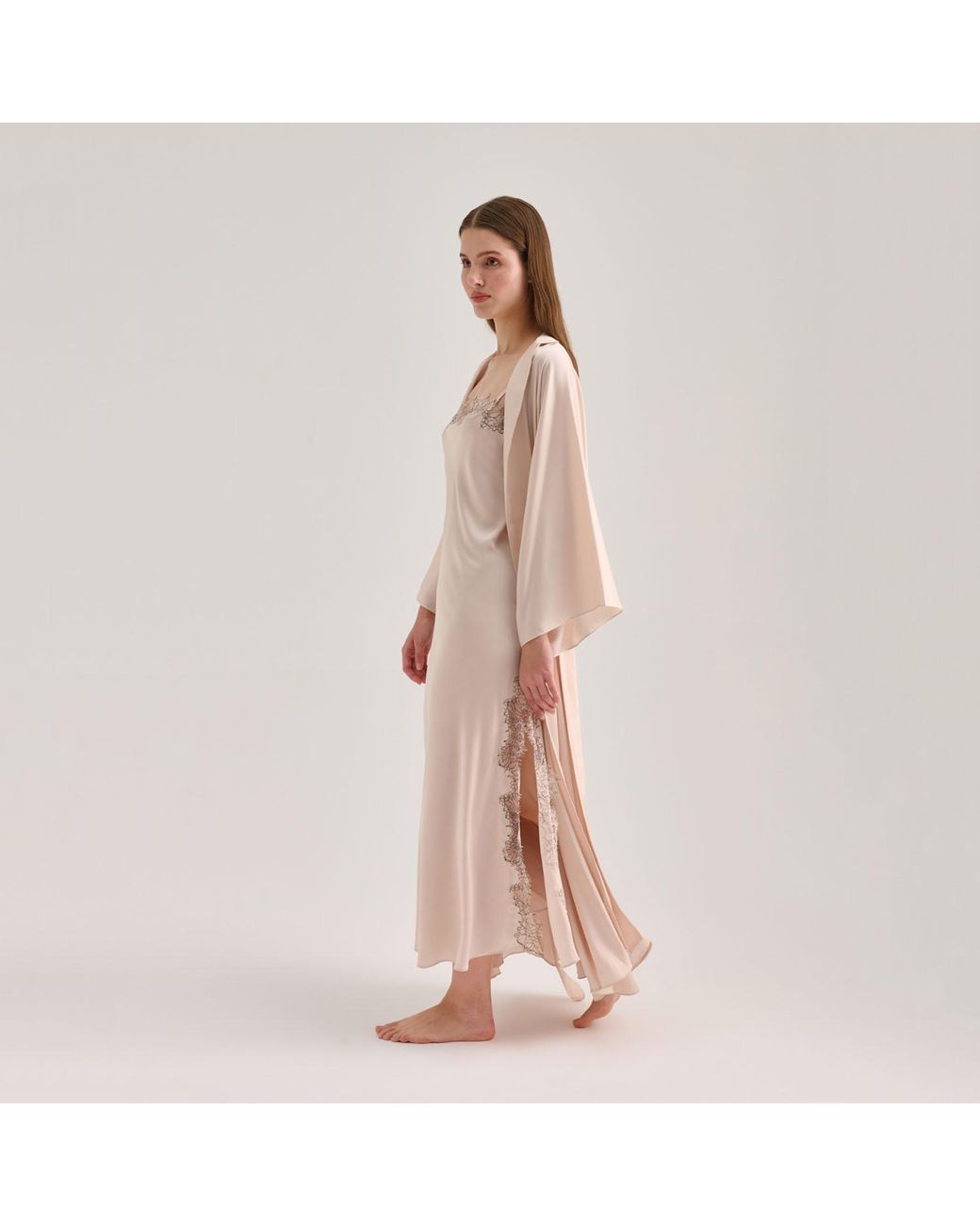 Avenue 8 Natural Silk Maxi Collar Robe