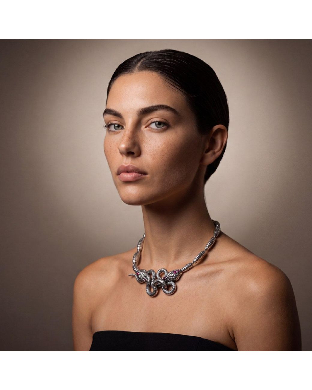 Unaloe Metallic Sterling Double Snake Necklace With Natural Rubies – Italian Artisan Jewelry For