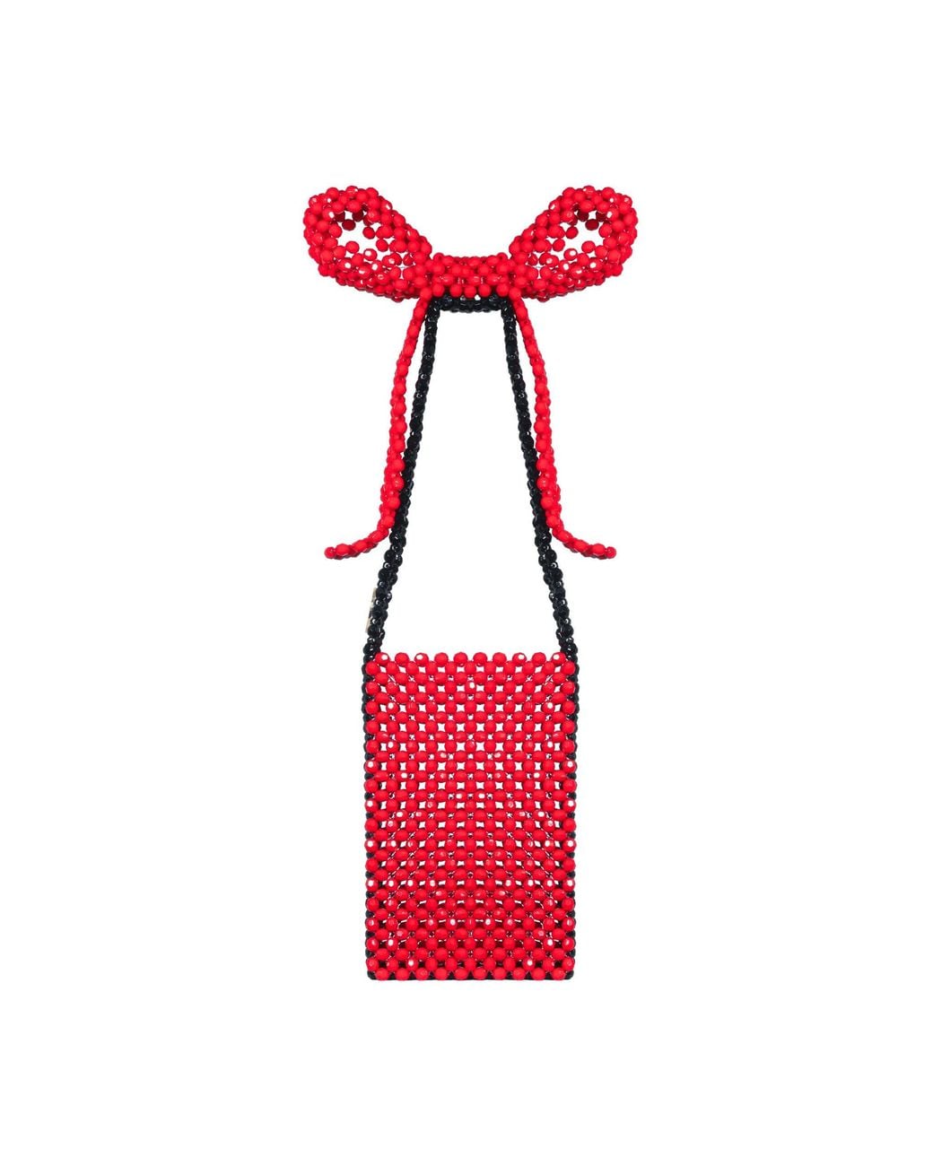 Tillie Beads Red Bow Beaded Shoulder Bag