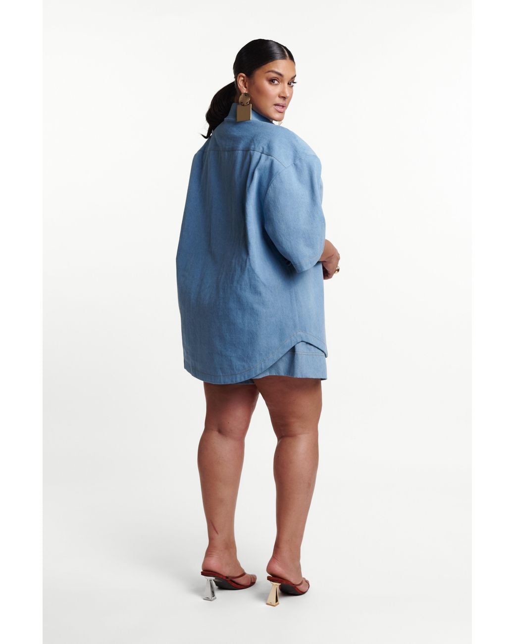Ofuure Blue Light Denim Sara Button Up Shirt