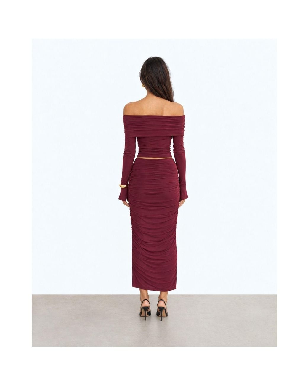 Polyester Studio Alia Studio Adore Midi Skirt in Red | Lyst