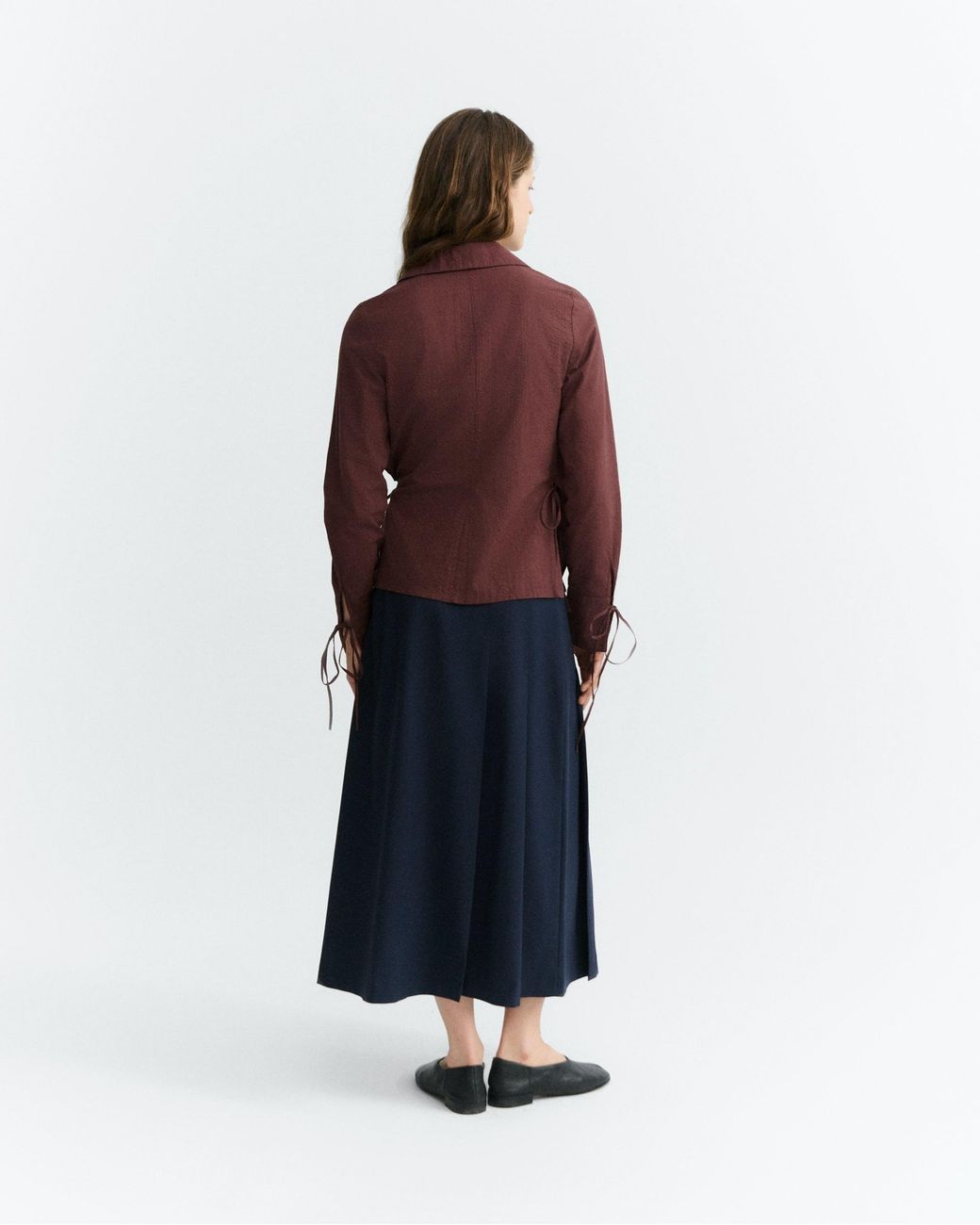 Thinking Mu Brown Wrapped Wine Seersucker Lenie Blouse