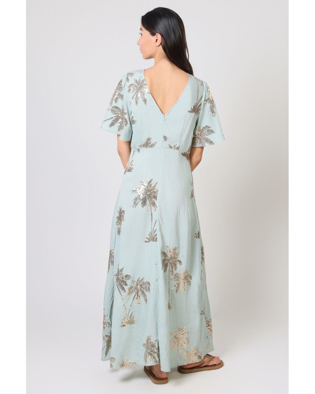 Traffic People Palms Of Light Sequin Rene Maxi Dress in Green | Lyst