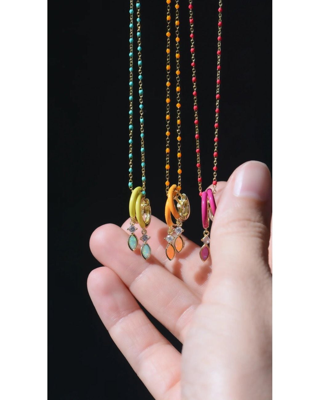 KAMARIA Metallic Enamel Beaded Chain Necklace