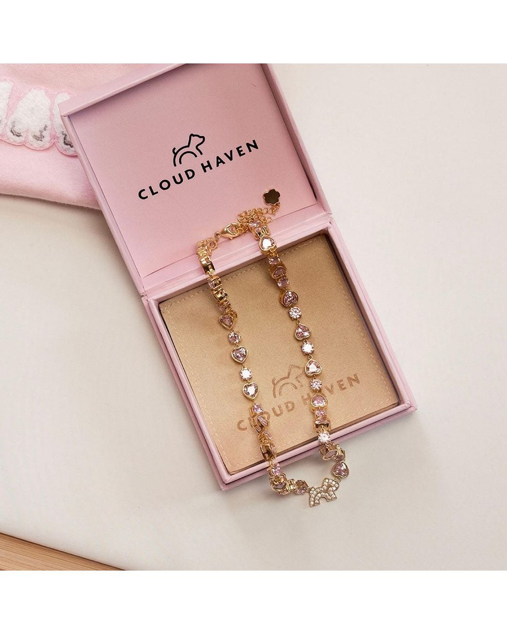 Cloud Haven Metallic Heart Crystal Logo Necklace