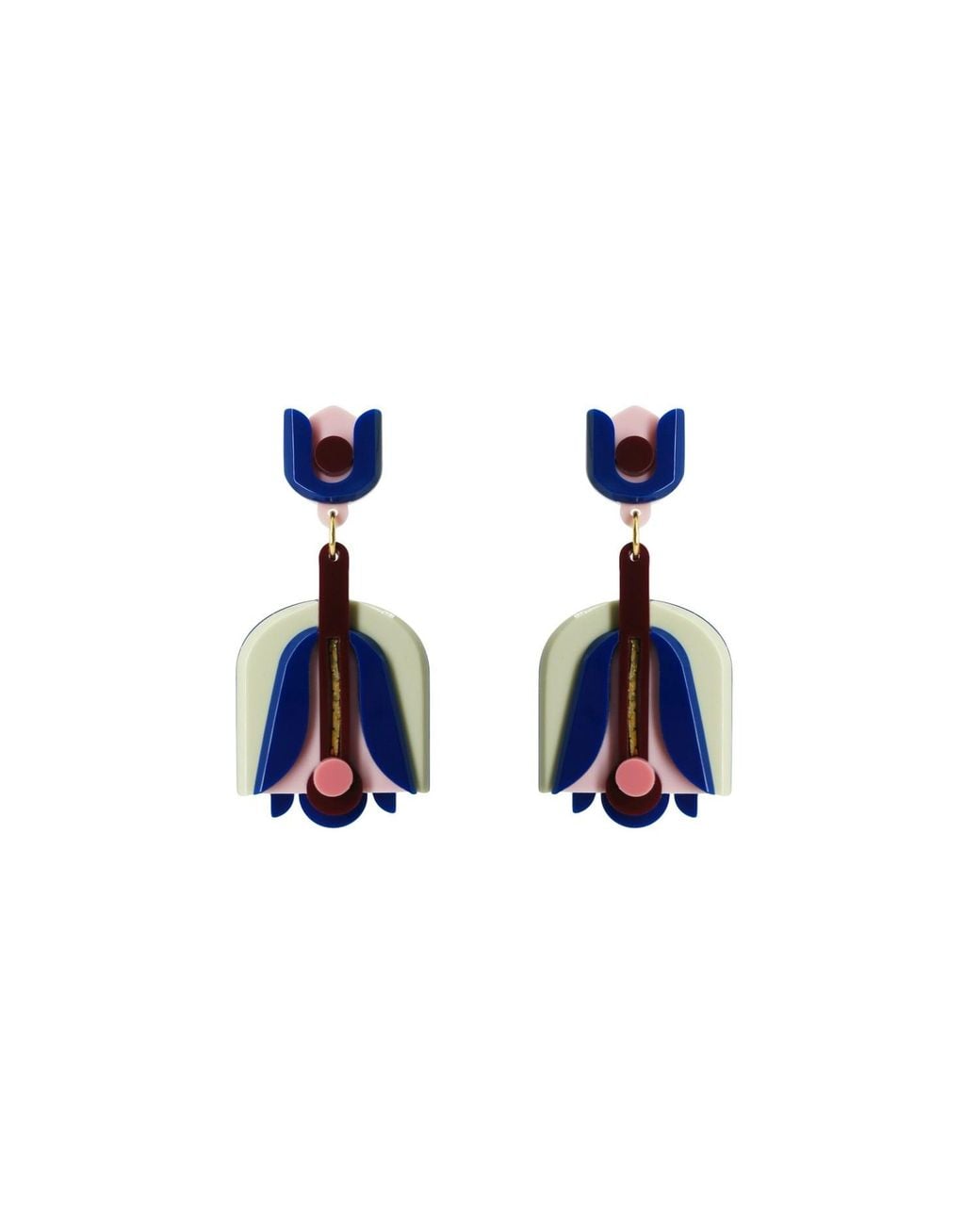 Gissa Bicalho Blue Handmade Acrylic Earring Pendant Nimphea