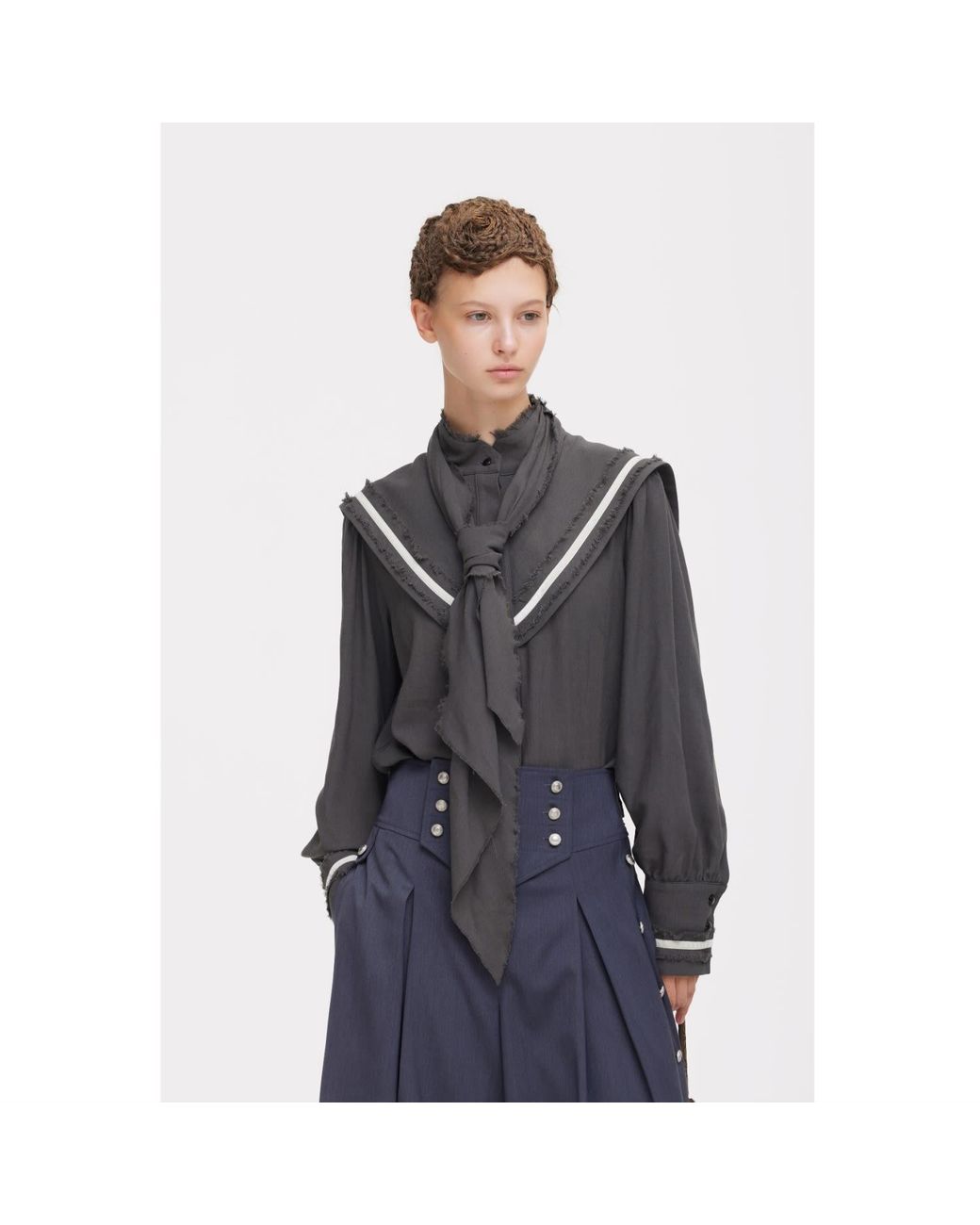 Julia Allert Blue Pleated Utility Palazzo Trousers –