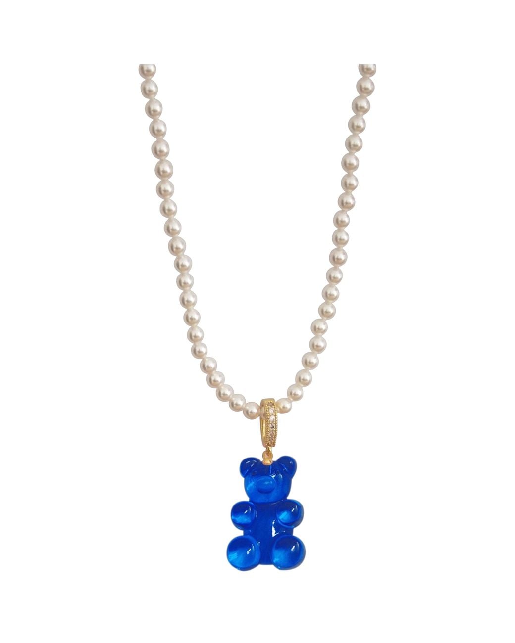 Ninemoo Metallic Shell Bead Necklace And Gummy Bear Pendant