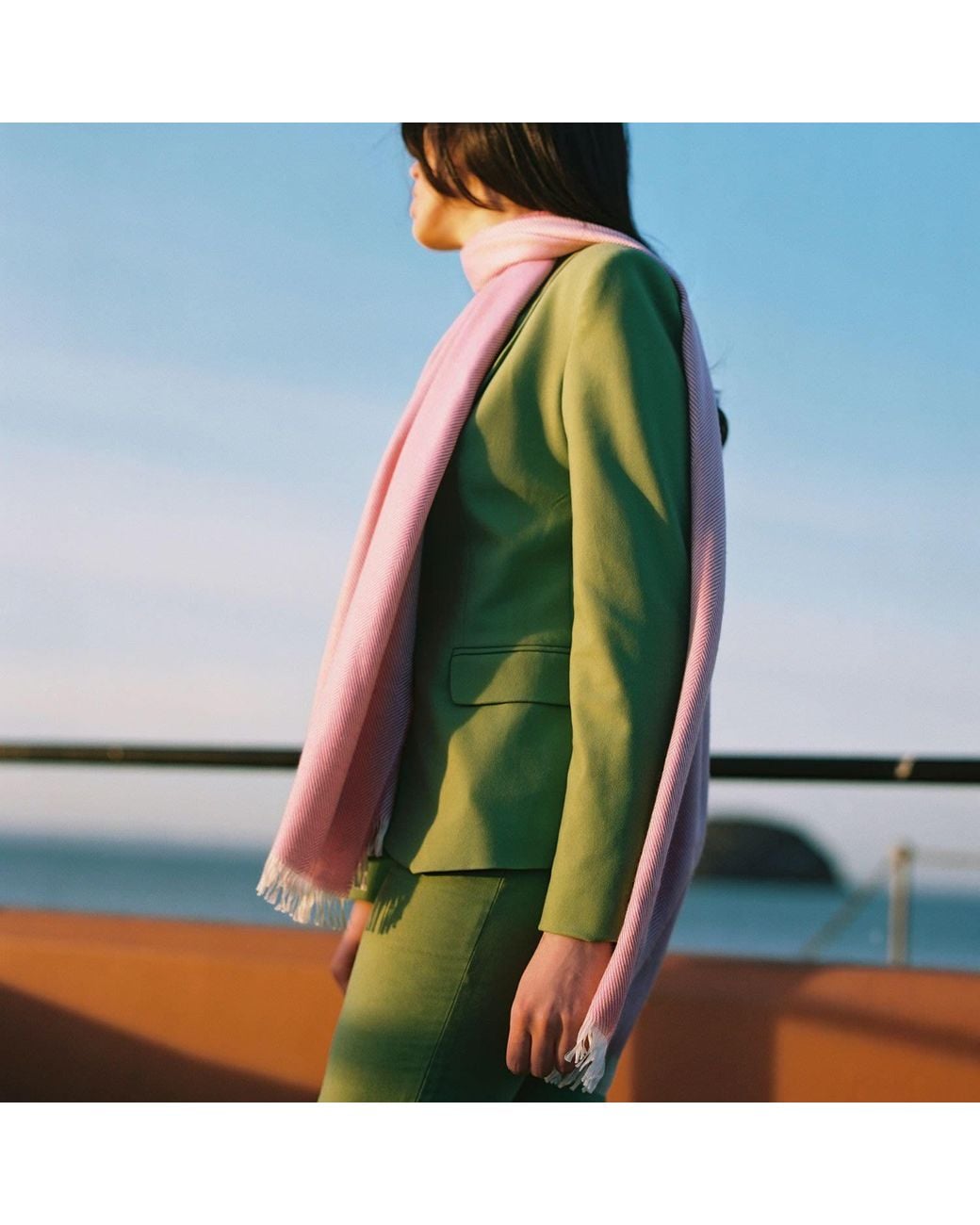 Kinalba Pink Marquee Lipstick Herringbone Cashmere & Silk Stole