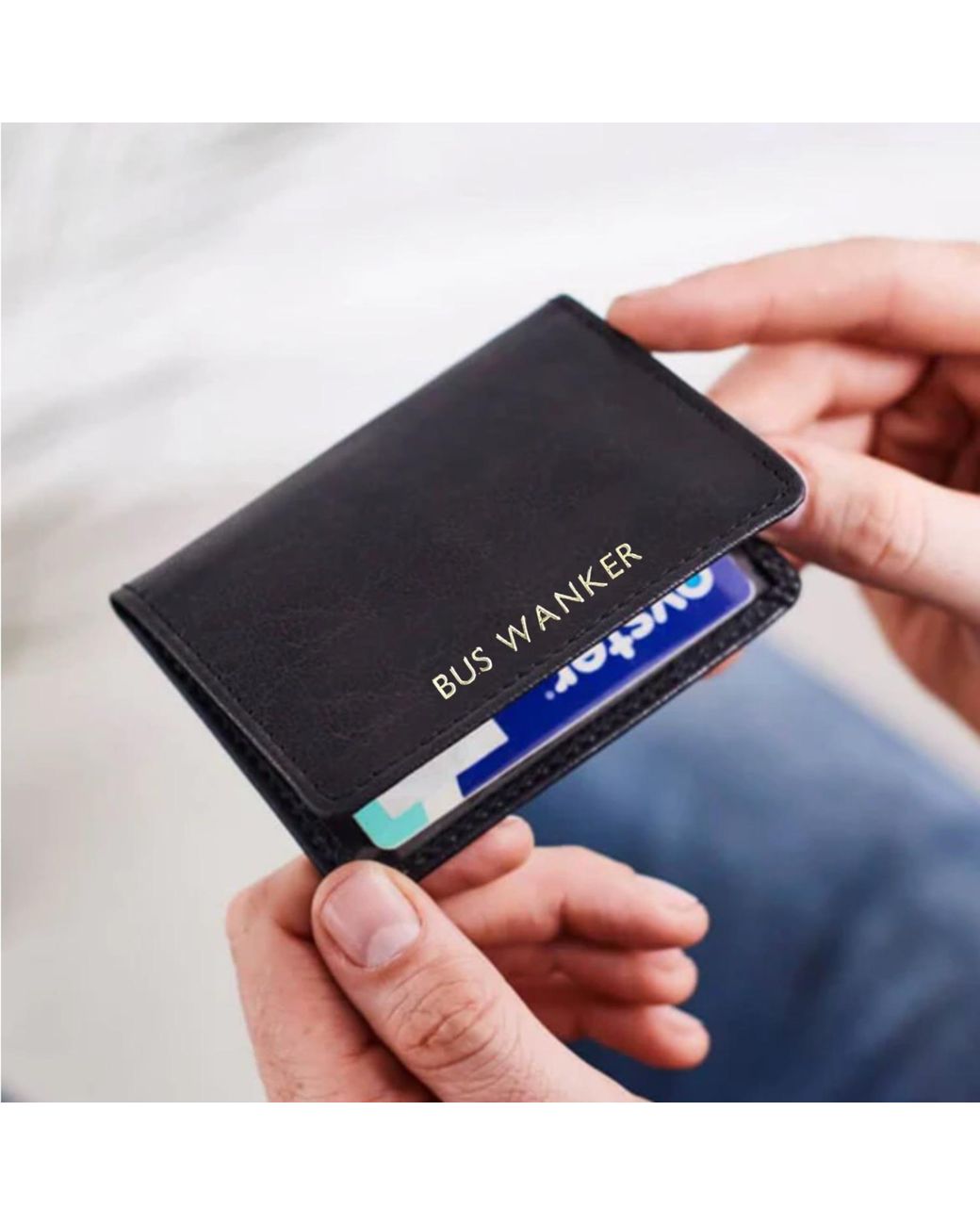 VIDA VIDA Black Leather Travel Card Holder for men