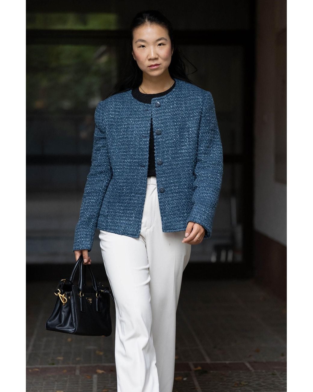 Stovaria Blue Handwoven Textured Wool Winter Jacket
