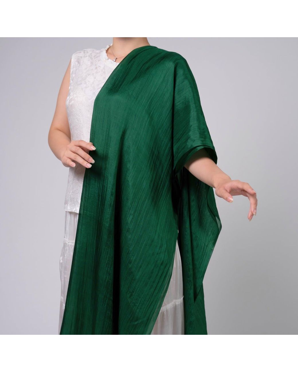 Silk and Bears Green Forest Mulberry Silk Scarf – Evening & Autumn Shawl