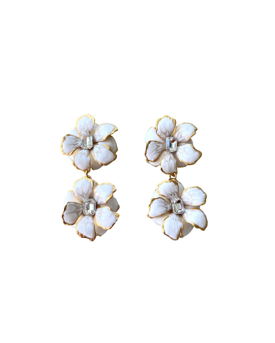The Pink Reef White Bride Double Floral Drop