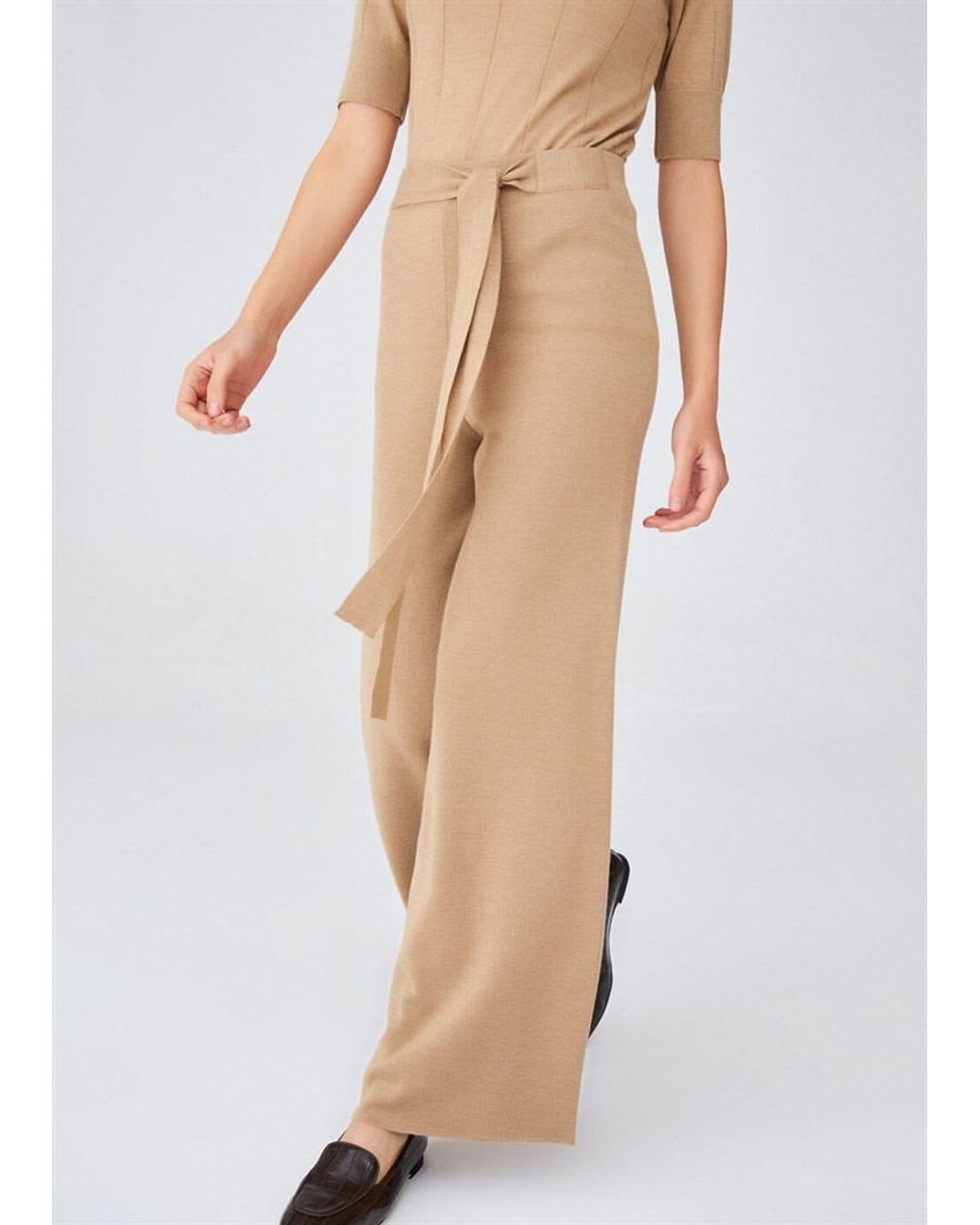 Peraluna Brown Bell Bottom Knit Trousers