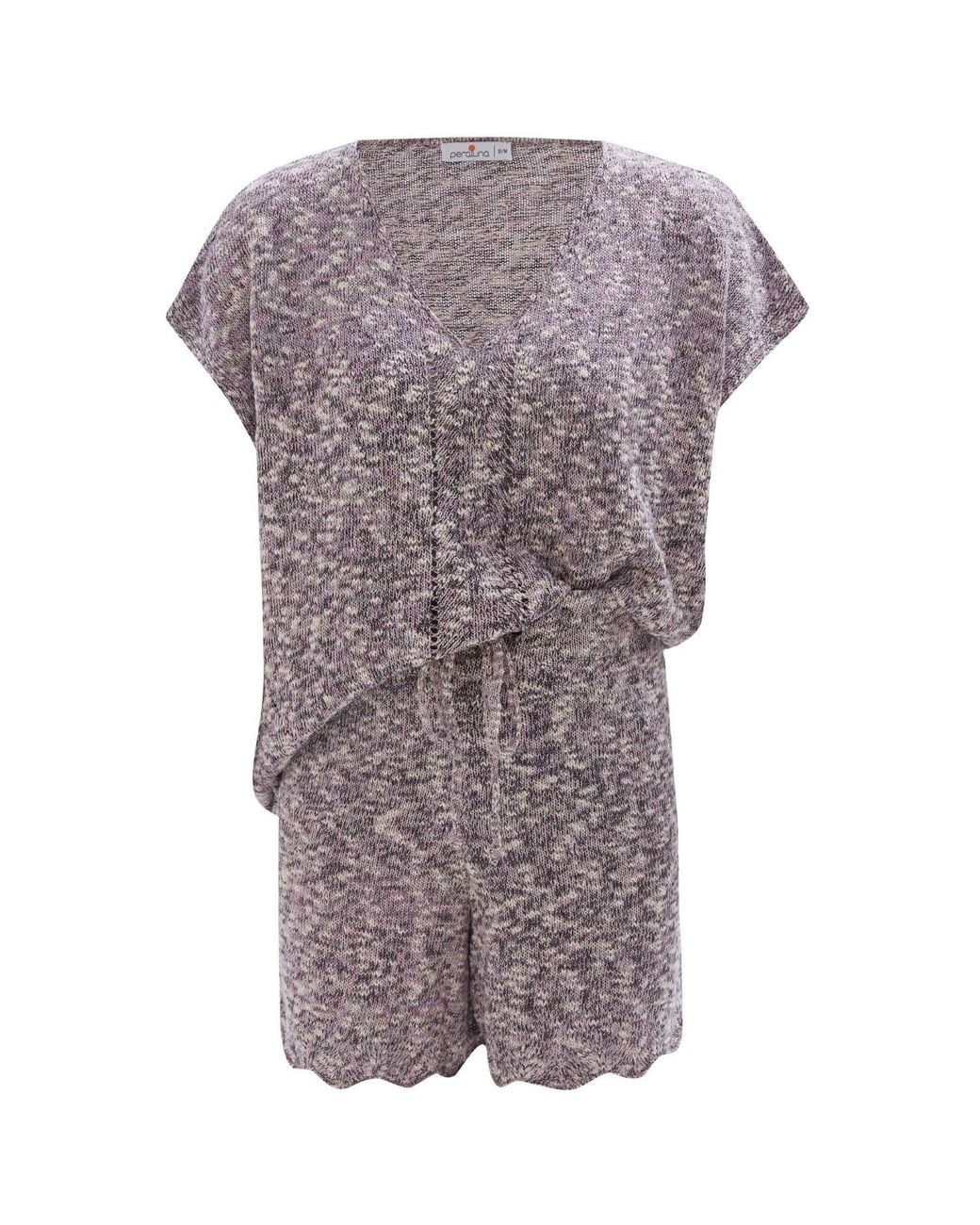 Peraluna Purple Renge Knitted Blouse & Shorts Matching Set