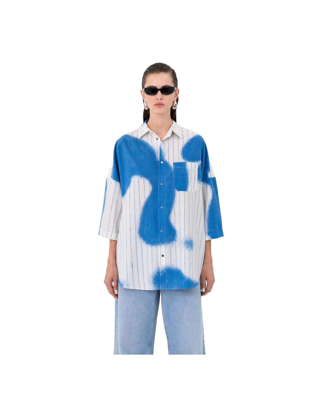 mysimplicated Blue Stripes Oversized Shirt W