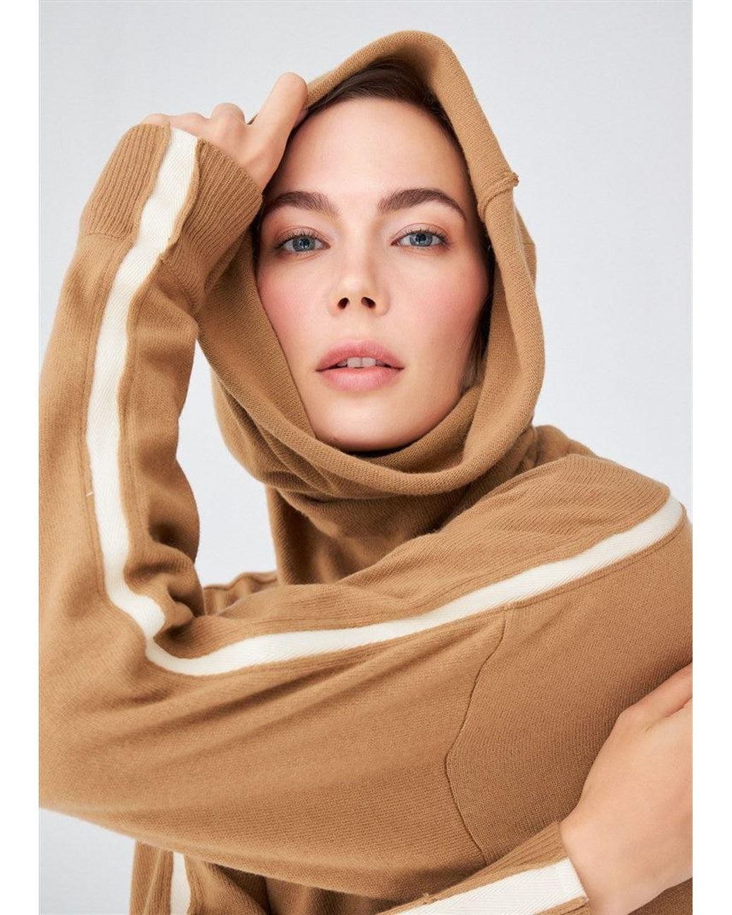 Peraluna Natural Cashmere Blend Mock Neck Belted Knitwear Long Pullover