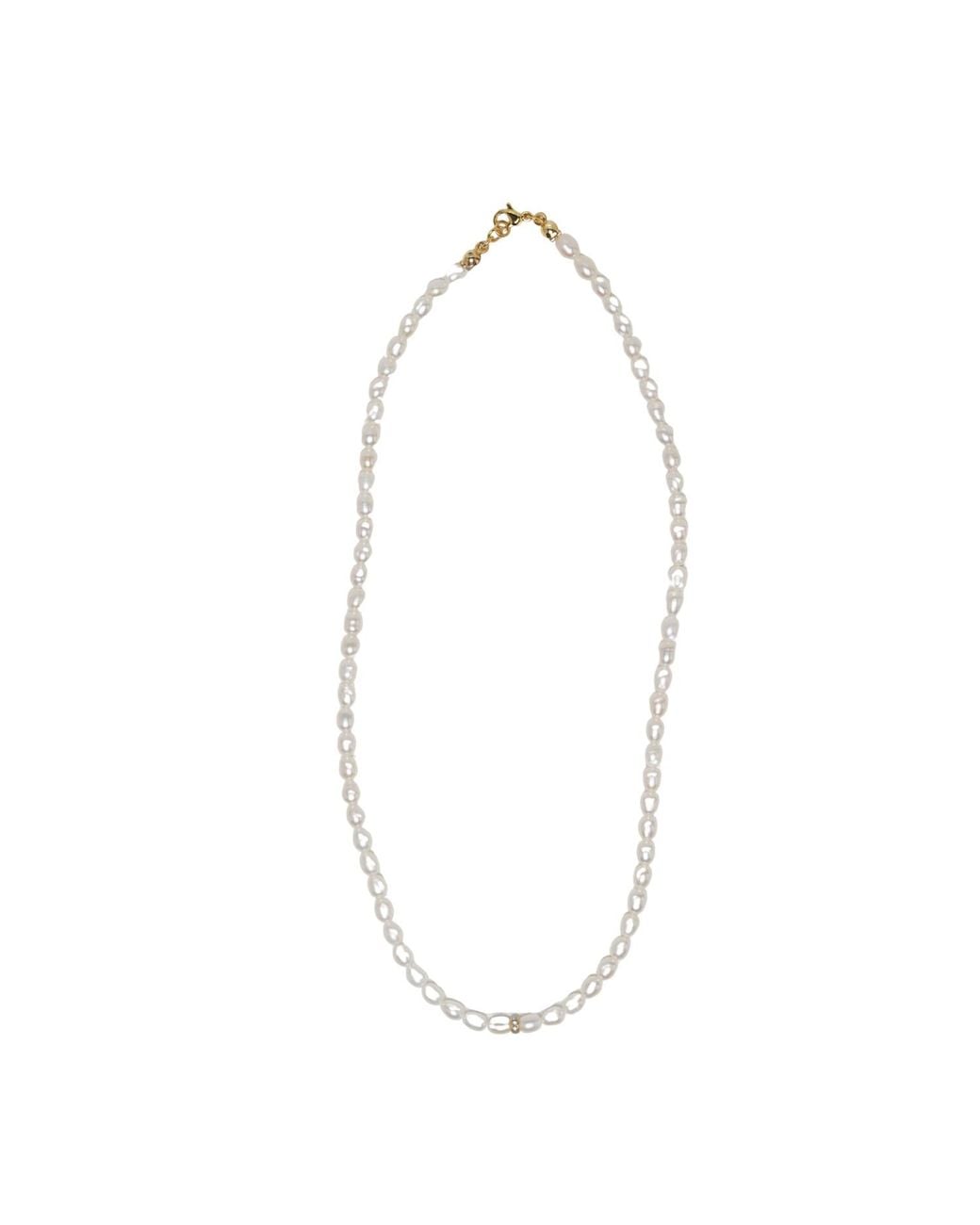 Urbane Jewelry Studio White Mini Oval Pearl Necklace