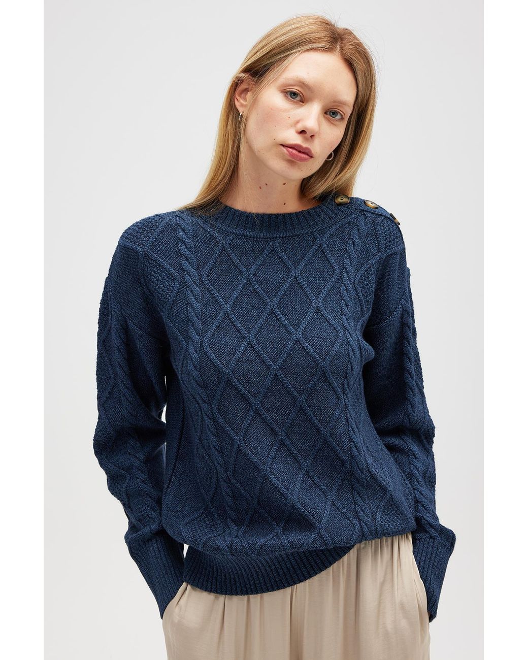 Peraluna Blue Daphne Cable Knit Jumper