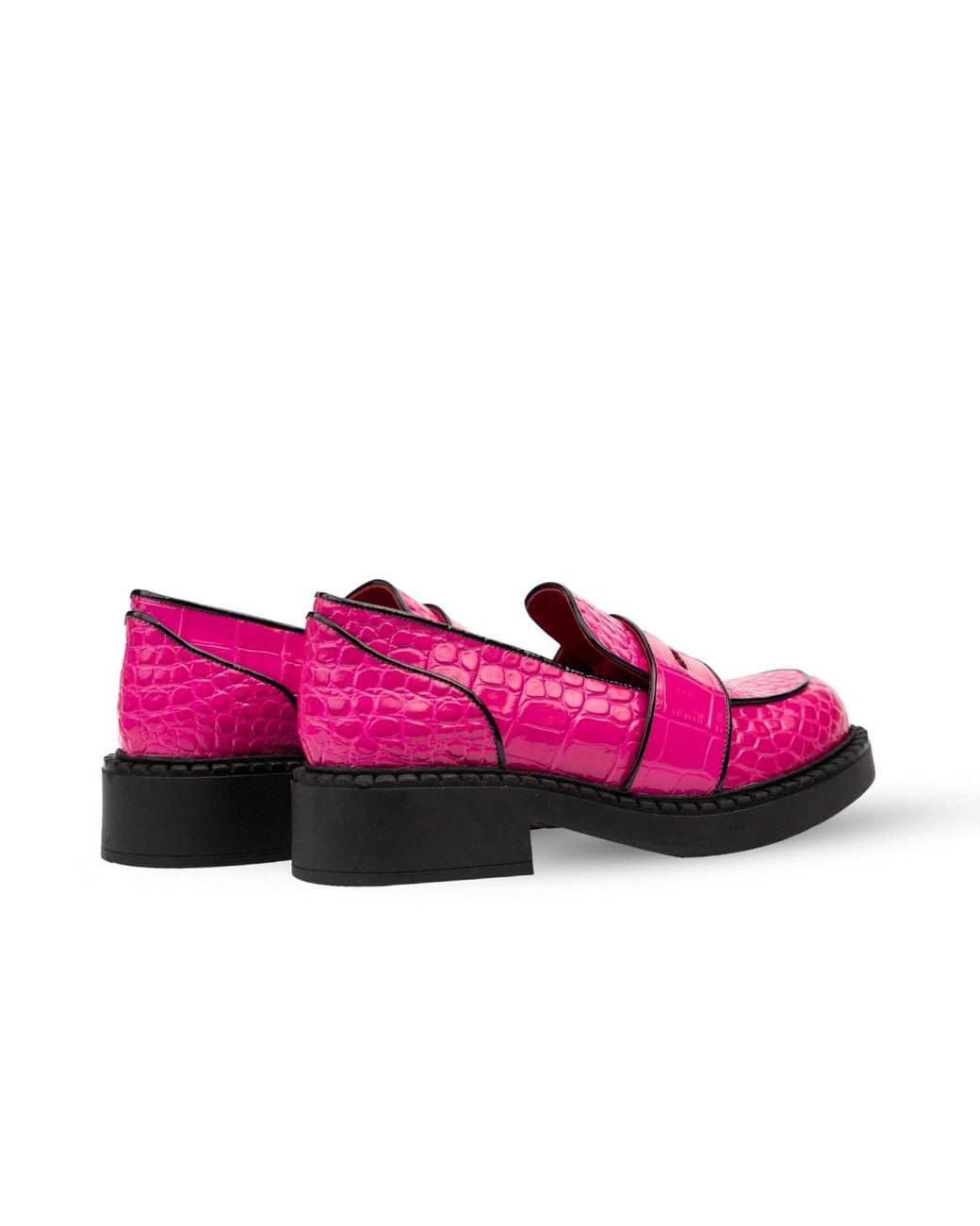 Rosamund Muir London Pink Stratford Crocodile Print Loafers