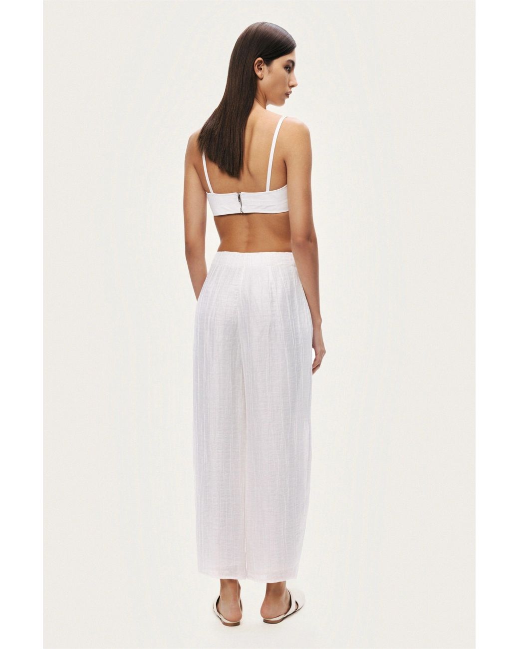 Nocturne White Relaxed Linen Pants