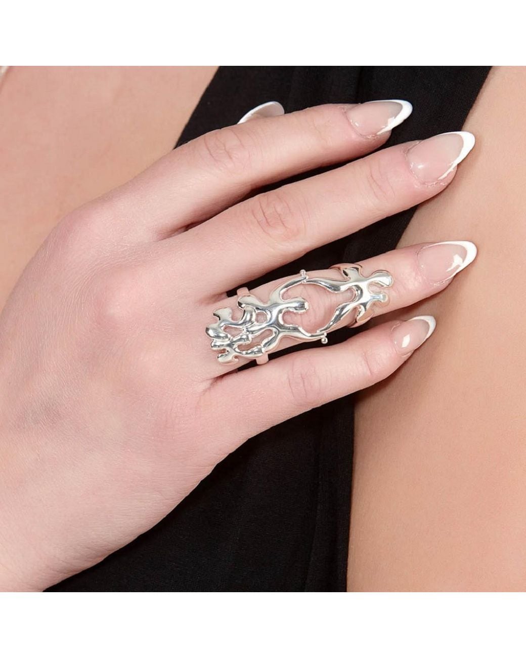 Lucy Quartermaine Metallic Solid Sterling Splash Armour Ring