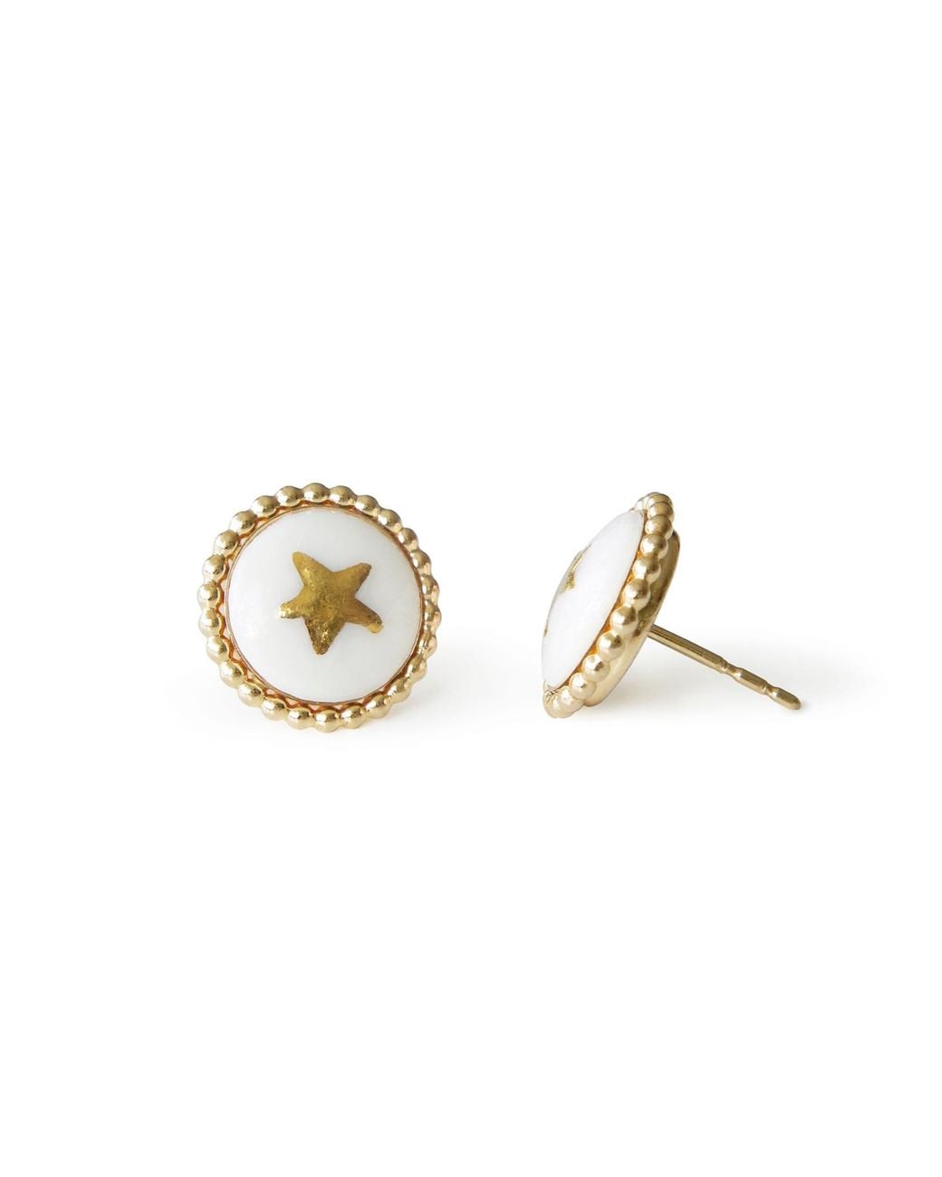 POPORCELAIN Metallic Gold Lustre Star Stud Earrings
