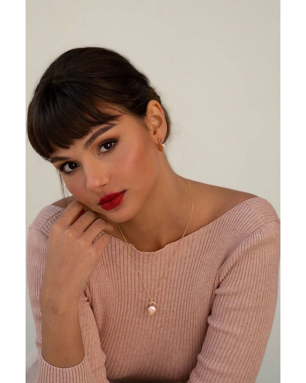 Katy Faye Metallic Camille Pearl Necklace