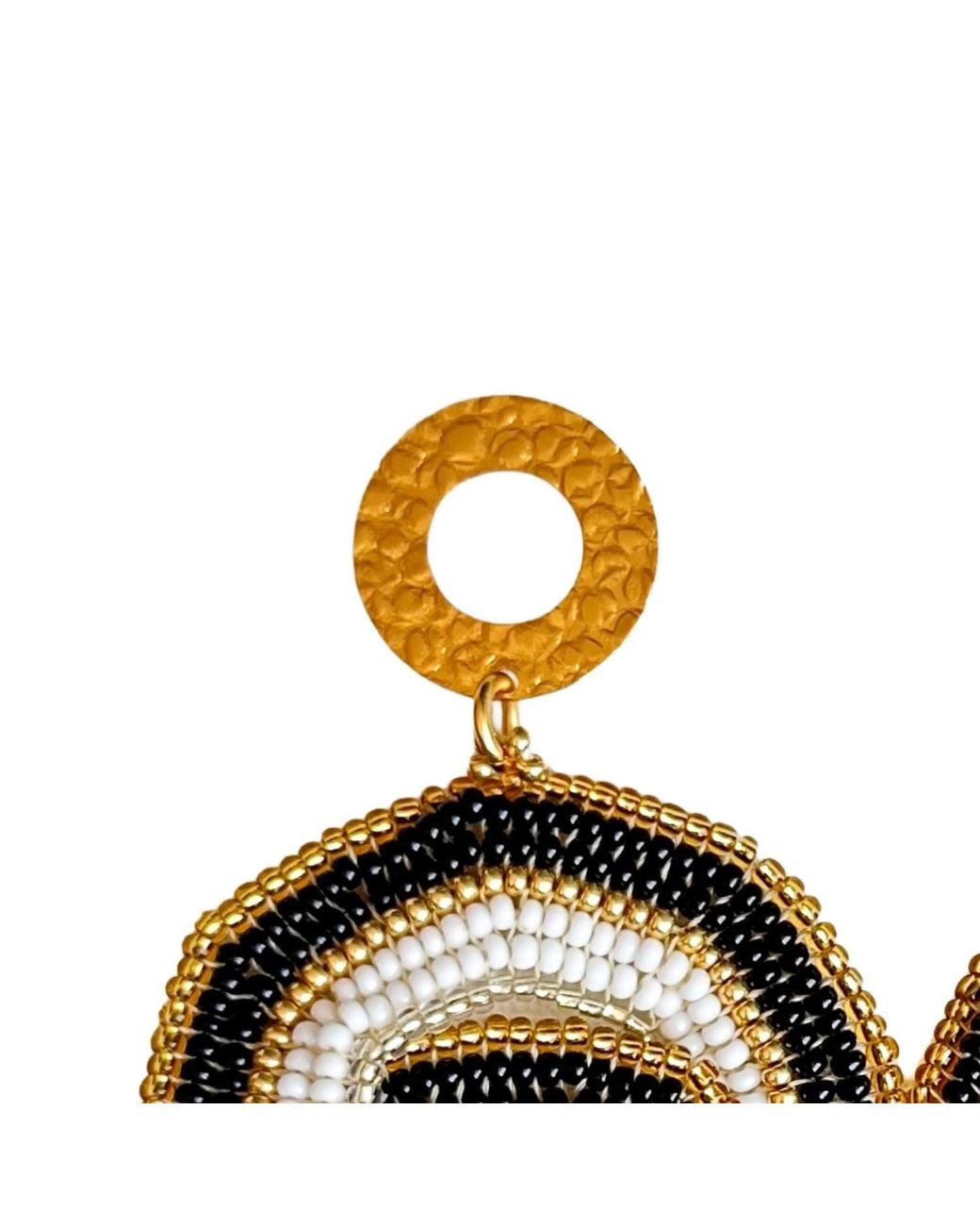 Iliana Arrazola Metallic Crisscrossed Circle, Dangle Earrings, And, Glass Beads, Beaded Jewelry