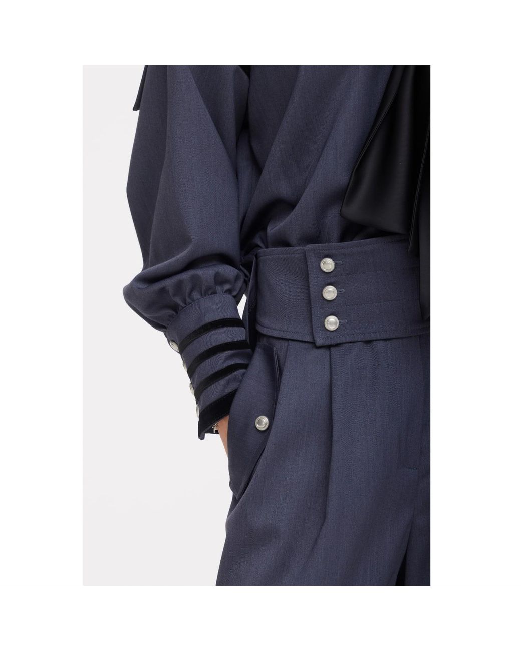 Julia Allert Blue High-Waisted Utility Bermuda Shorts –