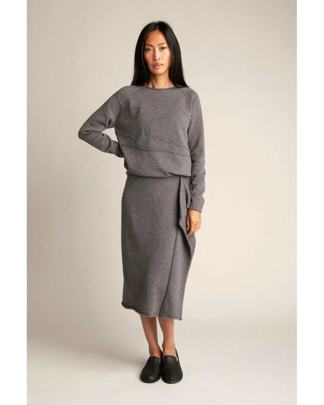 Reet Aus Gray Seamless Skirt From Recycled Wool