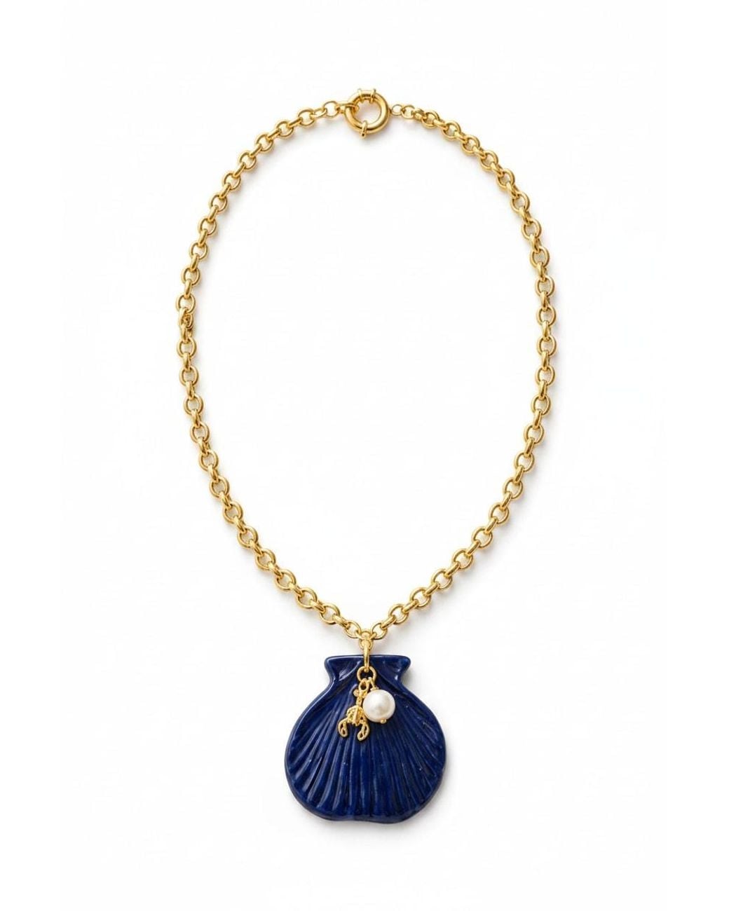 Carolina Benoit Blue Cobalt Shell Pendant Necklace