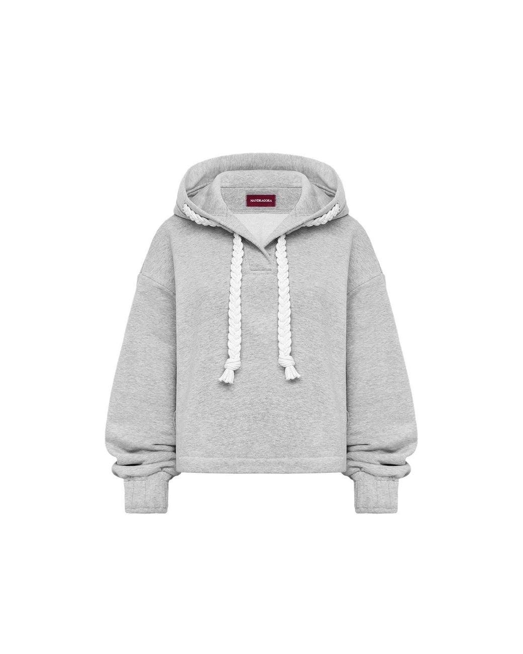 Mandragora Gray Oversized Cropped Hoodie Sento
