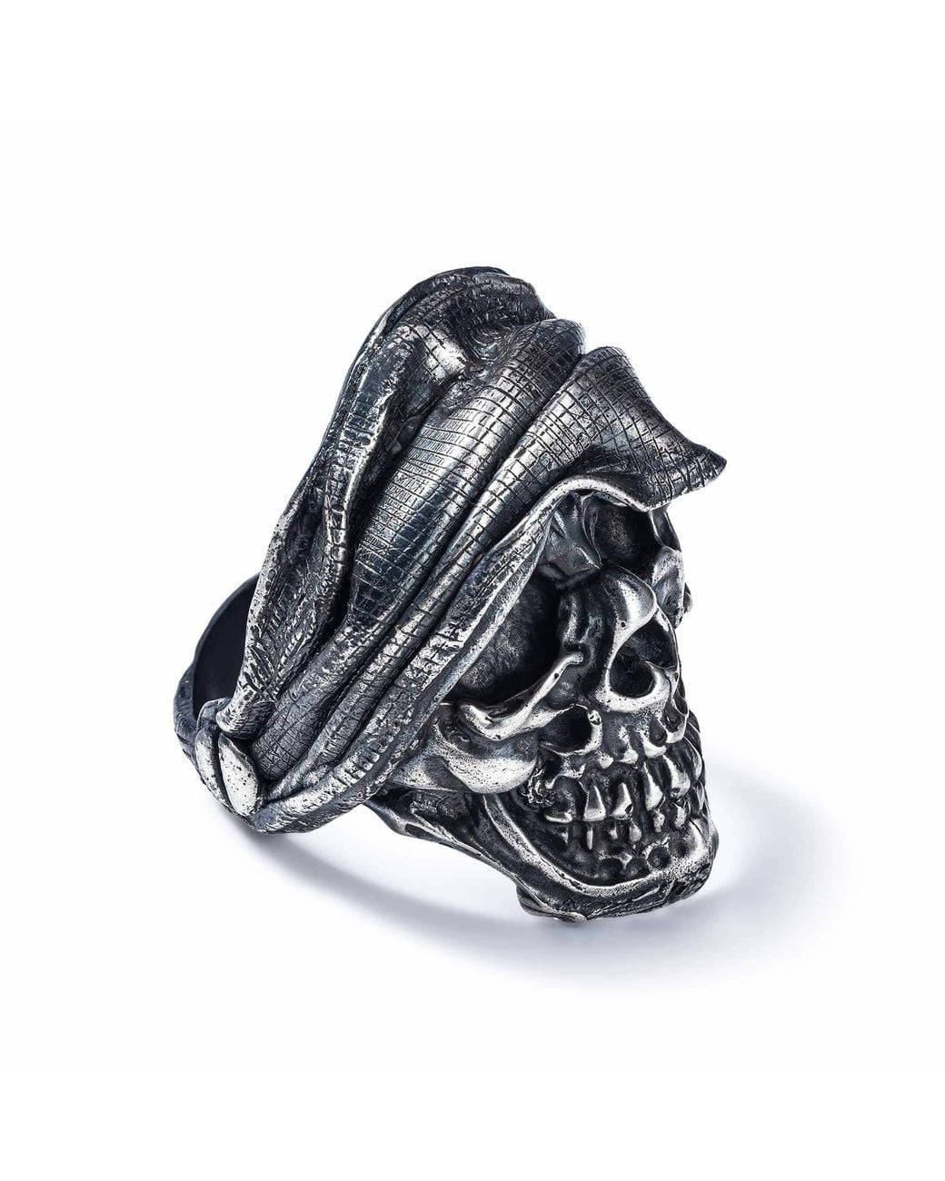 German Kabirski Blue Requiem Handcrafted Sterling Skull Ring With Dark Aesthetic for men