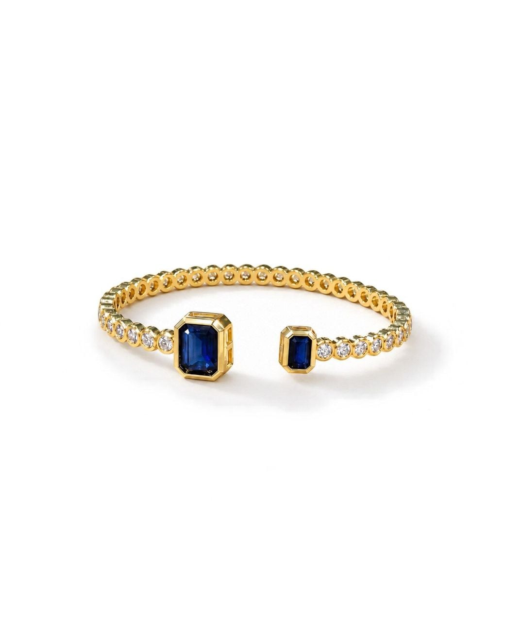 Saéa Metallic Deep Emerald-Cut Quartz Open Cuff Bracelet