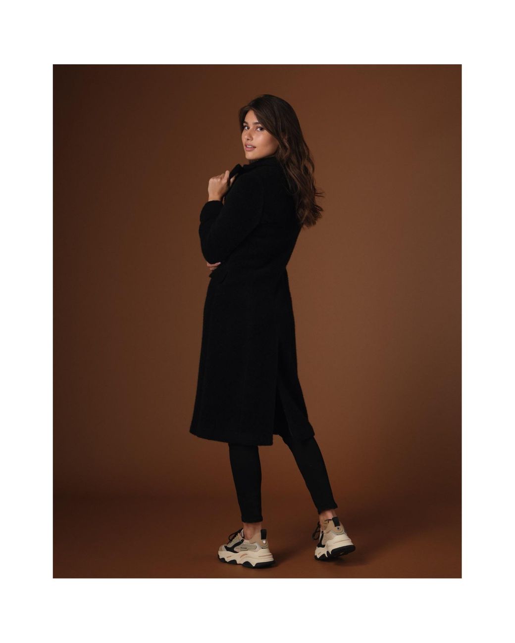Vulto Black Alpaca Double Breasted Coat