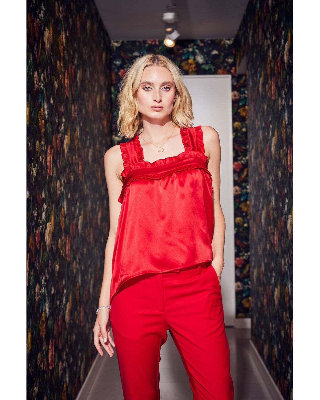 Lindsay Nicholas New York Red Jackie Criss Cross Top