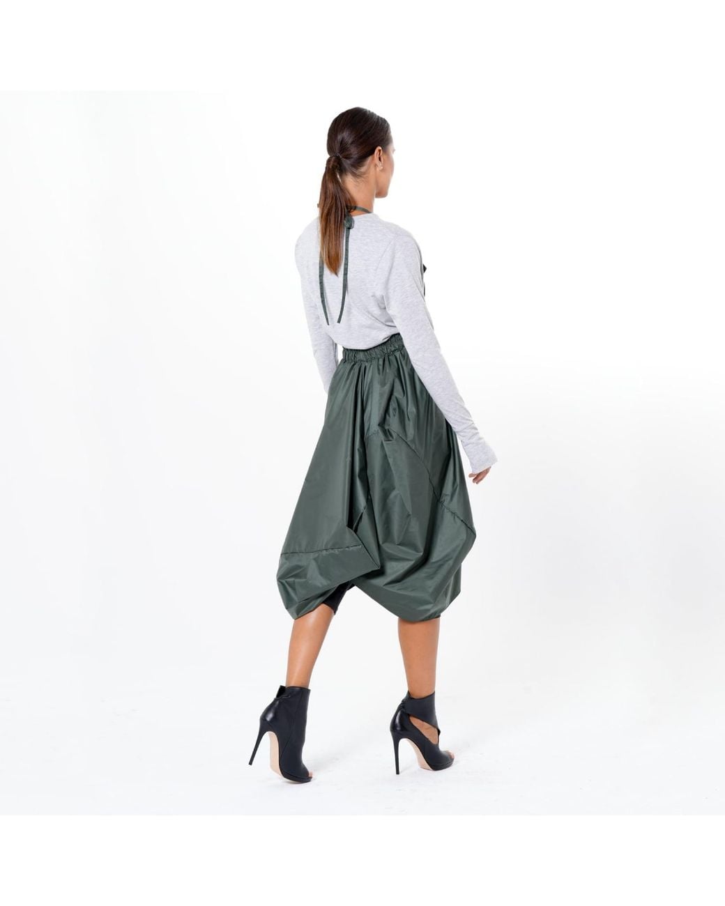 Metamorph Green Draped Balloon Pinafore Dress